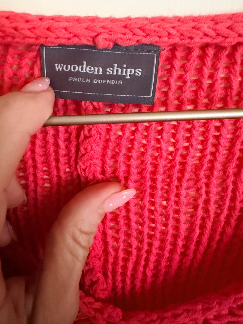 Wooden Ships Womens V-Neck Chunky Knit Sweater - deep pink - Picture 2 of 6